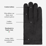 Antonio (black) - Italian peccary leather gloves with cashmere lining