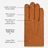 Antonio (brown) - Italian peccary leather gloves with cashmere lining