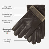 Giovanni (brown) - Classic Italian lambskin leather gloves with cashmere lining