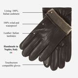 Giovanni (brown) - Classic Italian lambskin leather gloves with cashmere lining & touchscreen feature