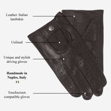 Umberto (brown) - Italian lambskin leather driving gloves & touchscreen feature
