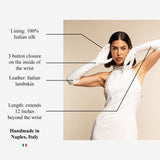 Angelina (white) - Italian silk lined 12-button length leather bridal / opera gloves