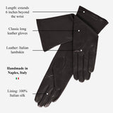 Elena (black) - Italian silk lined 6-button length leather opera gloves