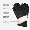 Francesca (Schwarz) - Italienische Lammlederhandschuhe mit weißem Kaninchenfellfutter