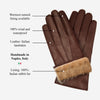 Francesca (Braun) - Italienische Lammlederhandschuhe mit braunem Kaninchenfellfutter