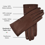 Isabella (brown) - Italian lambskin leather gloves with cashmere lining & touchscreen feature