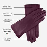 Isabella (eggplant) - Italian lambskin leather gloves with cashmere lining