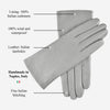 Isabella (grau) - italienische Lammlederhandschuhe mit Kaschmirfutter