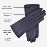 Isabella (navy) - Italian lambskin leather gloves with cashmere lining