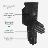Leonora (black) - Italian "8 button length" cashmere lined leather gloves