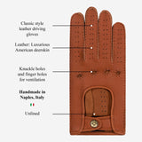 Maria (brown) - Italian driving gloves made of American deerskin leather