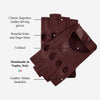 Rossana (cordovan) - Italian fingerless lambskin leather driving gloves