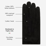 Silvia (black) - Suede leather gloves with luxurious cashmere lining