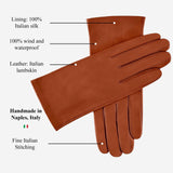 Sofia (brown) - Italian lambskin leather gloves with silk lining