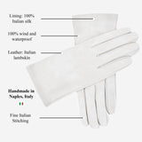 Sofia (white) - Italian lambskin leather gloves with silk lining