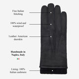 Vittoria (black) - Italian gloves made of American deerskin leather with cashmere lining
