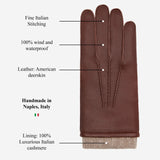 Vittoria (brown) - Italian gloves made of American deerskin leather with cashmere lining
