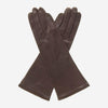 FS01W4 (marron) - Gants en cuir doublés de soie, longueur "4 boutons" italiens
