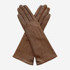 FS01W4 (marron) - Gants en cuir doublés de soie, longueur "4 boutons" italiens