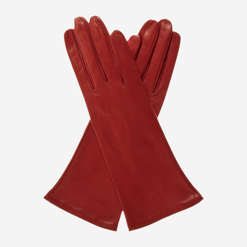 FS01W4 (deepred) - Italian "4 button length" silk lined leather gloves
