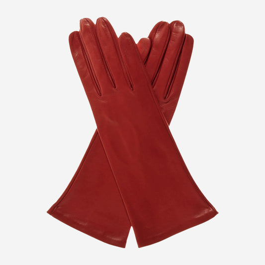 FS01W4 (deepred) - Italian "4 button length" silk lined leather gloves