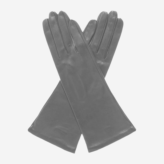 FS01W4 (grey) - Italian "4 button length" silk lined leather gloves