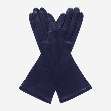 FS01W4 (navy) - Italian "4 Button Length" Silk Lined Leather Gloves