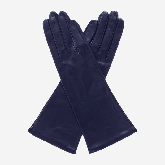 FS01W4 (navy) - Italian "4 Button Length" Silk Lined Leather Gloves