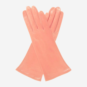 FS01W4 (pink) - Italian "4 button length" silk lined leather gloves