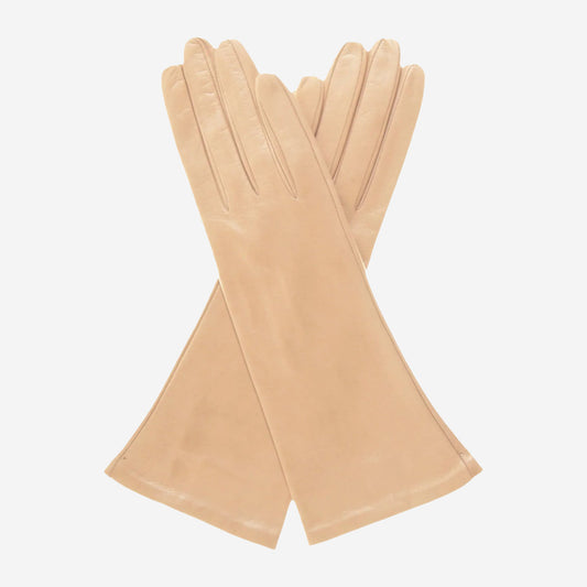 FS01W4 (rosewater) - Italian "4 button length" silk lined leather gloves