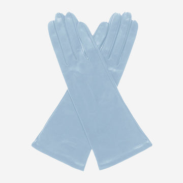 FS01W4 (sky) - Italian "4 button length" silk lined leather gloves