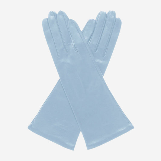 FS01W4 (sky) - Italian "4 button length" silk lined leather gloves