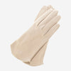 FS02 (white) - Women's Italian silk lined leather gloves with curved hem