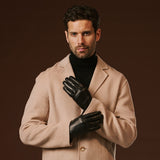 Fabio (black) - Men's classic Italian lambskin leather gloves with pure silk lining