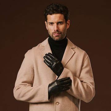 Fabio (Schwarz) - Klassische italienische Herrenhandschuhe aus Lammleder mit reinem Seidenfutter