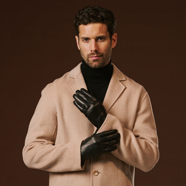 Fabio (black) - Men's classic Italian lambskin leather gloves with