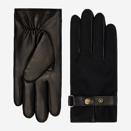 Fabrizio (zwart) - Tweed herenhandschoenen met touchscreenfunctie en verstelbare drukknopsluiting