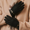 Fabrizio (Schwarz) – Tweed-Herrenhandschuhe mit Touchscreen-Funktion und verstellbarem Druckknopf