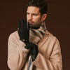 Fabrizio (Schwarz) – Tweed-Herrenhandschuhe mit Touchscreen-Funktion und verstellbarem Druckknopf