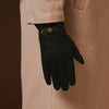Fabrizio (Schwarz) – Tweed-Herrenhandschuhe mit Touchscreen-Funktion und verstellbarem Druckknopf