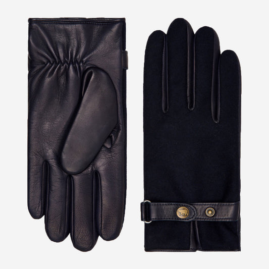 Fabrizio (marineblauw) - Tweed herenhandschoenen met touchscreenfunctie en verstelbare drukknopsluiting