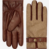 Fabrizio (brown) - Tweed men's gloves with touchscreen capability and adjustable snap button