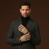 Fabrizio (brown) - Tweed men's gloves with touchscreen capability and adjustable snap button