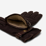 Fabrizio (dark brown) - Tweed men's gloves with touchscreen capability and adjustable snap button