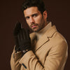 Fabrizio (Dunkelbraun) – Tweed-Herrenhandschuhe mit Touchscreen-Funktion und verstellbarem Druckknopf