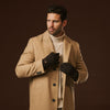 Fabrizio (Dunkelbraun) – Tweed-Herrenhandschuhe mit Touchscreen-Funktion und verstellbarem Druckknopf