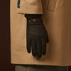 Fabrizio (Dunkelbraun) – Tweed-Herrenhandschuhe mit Touchscreen-Funktion und verstellbarem Druckknopf