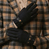 Fabrizio (Marineblau) - Tweed-Herrenhandschuhe mit Touchscreen-Funktion und verstellbarem Druckknopf