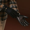 Fabrizio (Marineblau) - Tweed-Herrenhandschuhe mit Touchscreen-Funktion und verstellbarem Druckknopf