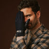 Fabrizio (Marineblau) - Tweed-Herrenhandschuhe mit Touchscreen-Funktion und verstellbarem Druckknopf